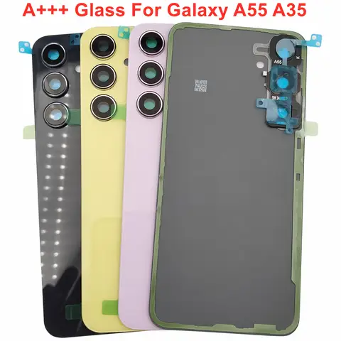 100% A+++ Glass Battery Cover For Samsung Galaxy A35 A55 Rear Back Door Lid Housing Case Shell With Camera Lens Adhesive Tools