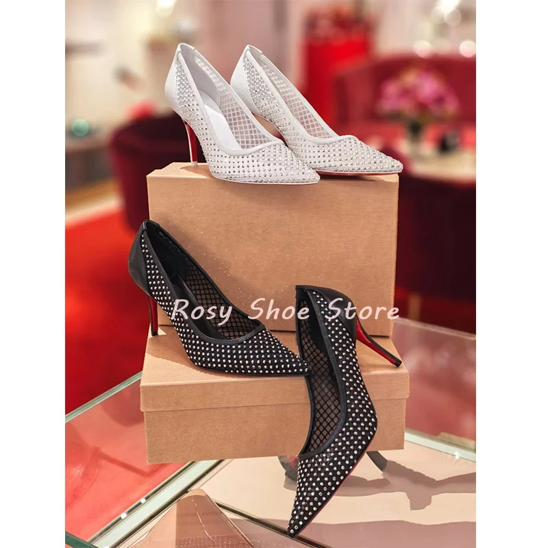Elegant Black White Breathable Mesh Rhinestone Design Wrapped Pointed Toe Pumps Sexy Stiletto Celebrity Same Style Dress Shoes
Elegant Black White Breathable Mesh Rhinestone Design Wrapped Pointed Toe Pumps Sexy Stiletto Celebrity Same Style Dress Shoes