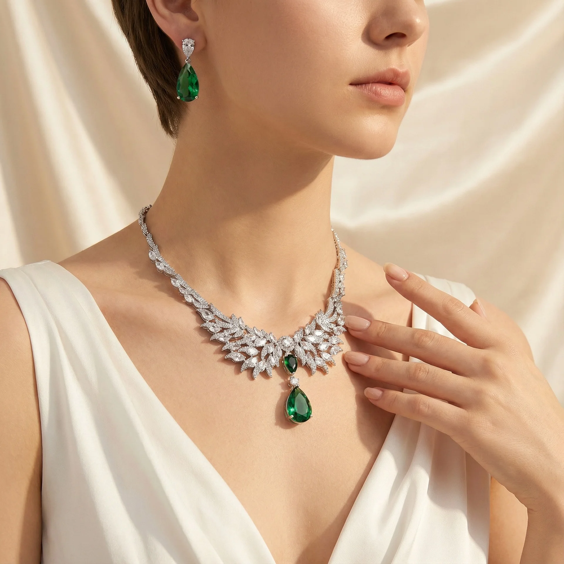 Minimalist Zircon Inlaid Bridal Jewelry Set, Necklace Earrings Accessories for Wedding Dress Banquet Party
Minimalist Zircon Inlaid Bridal Jewelry Set, Necklace Earrings Accessories for Wedding Dress Banquet Party