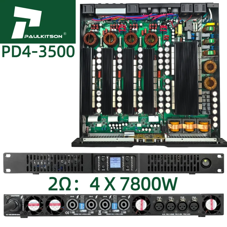 Paulkitson SiC Amplifier PD43500 4 Channel Subwoofer Sound Amplifier 2ohm 4X6800W 1U Professional Class D Audio Power Amplifier
Paulkitson SiC Amplifier PD43500 4 Channel Subwoofer Sound Amplifier 2ohm 4X6800W 1U Professional Class D Audio Power Amplifier