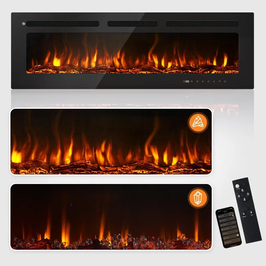 60 Smart Electric Fireplace Heater Wide Recessed/Wall Mounted Electric Fireplace with Remote Control Timer 12 Adjustable Color
60 Smart Electric Fireplace Heater Wide Recessed/Wall Mounted Electric Fireplace with Remote Control Timer 12 Adjustable Color
