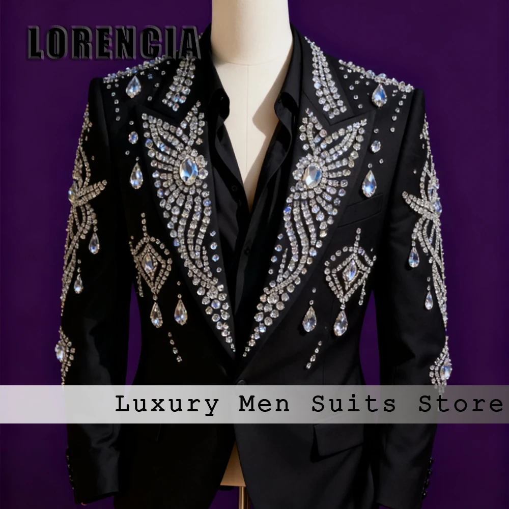 Exquisite Rhinestone Suits for Men 2 Pieces Peaked Label Wedding Groom Tuxedos Set 2025 Customized Blazer Pants disfraz hombre
Exquisite Rhinestone Suits for Men 2 Pieces Peaked Label Wedding Groom Tuxedos Set 2025 Customized Blazer Pants disfraz hombre