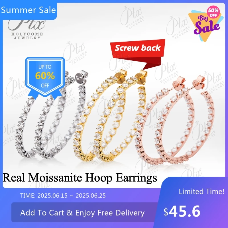 Full 2.5mm Moissanite Hoop Earrings Silver 925 D Color For Women Classic Jewelry White/Rose/Yellow Gold Plated Diamond Earrings
Full 2.5mm Moissanite Hoop Earrings Silver 925 D Color For Women Classic Jewelry White/Rose/Yellow Gold Plated Diamond Earrings