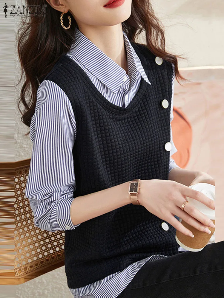 ZANZEA Casual Stripe Patchwork Sweatshirts Woman Fashion Button Shirt Spring Long Sleeve Lapel Pullover Elegant Loose Hoodies
ZANZEA Casual Stripe Patchwork Sweatshirts Woman Fashion Button Shirt Spring Long Sleeve Lapel Pullover Elegant Loose Hoodies