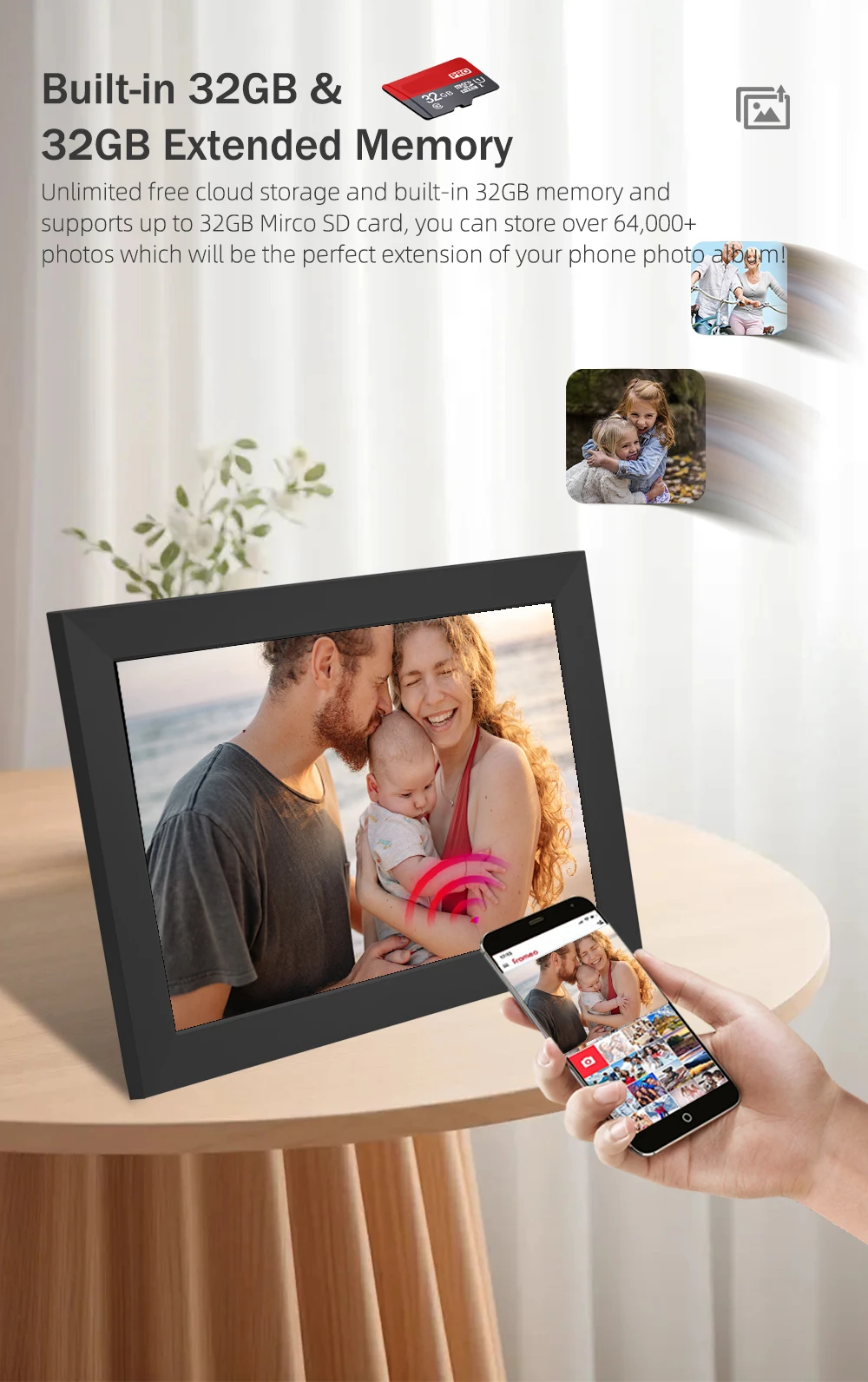 Frameo Digital Picture Frame 10.1 Inch Smart WiFi Digital Photo Frame 32GB Auto-Rotate Slideshow, Load From Phone App
Frameo Digital Picture Frame 10.1 Inch Smart WiFi Digital Photo Frame 32GB Auto-Rotate Slideshow, Load From Phone App