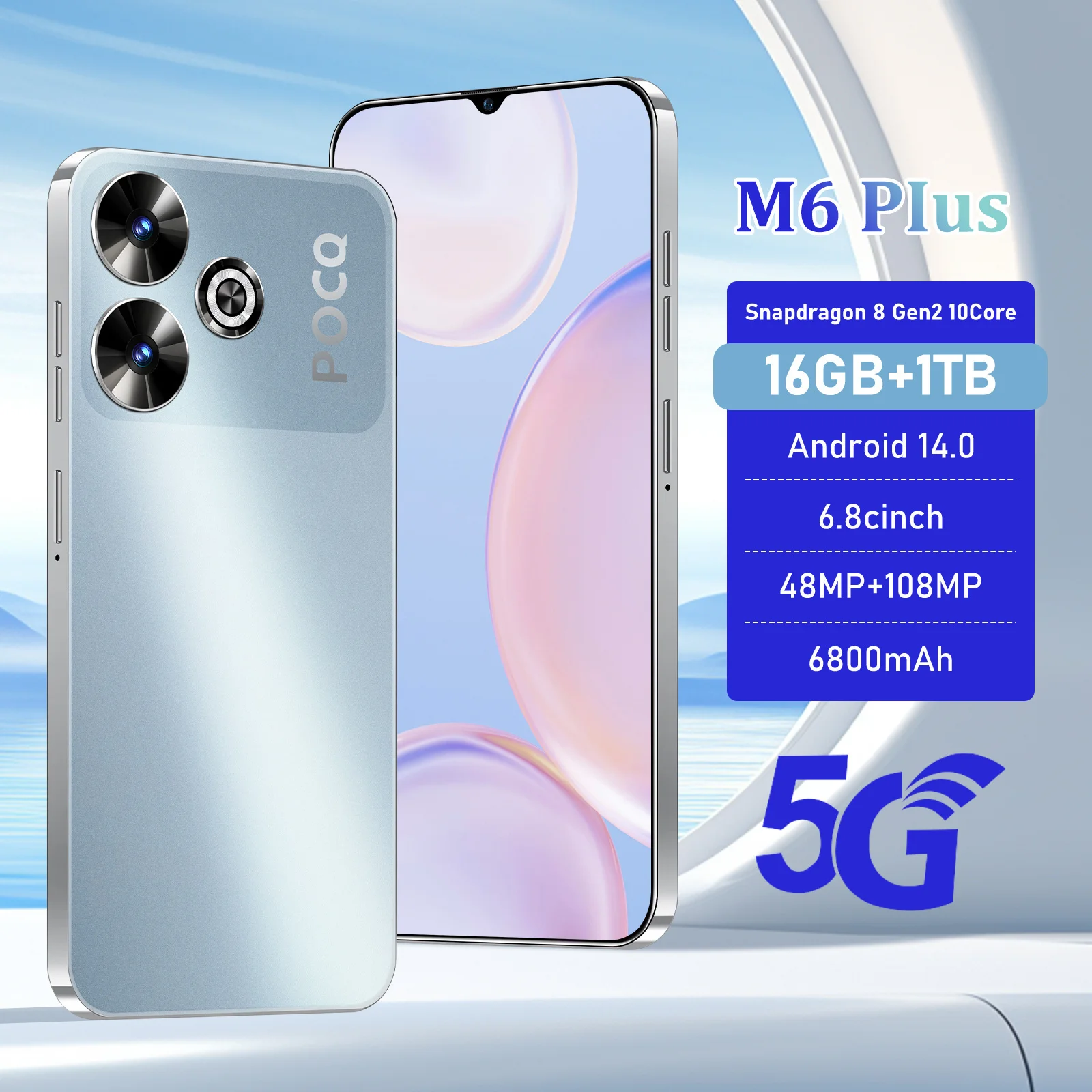 2025 M6 Plus 6.8 Inch 4G 5G Original Smartphone 6800mAh Cell Phone Android 14 Global Version 1TB Smart Mobile Phones Celular
2025 M6 Plus 6.8 Inch 4G 5G Original Smartphone 6800mAh Cell Phone Android 14 Global Version 1TB Smart Mobile Phones Celular