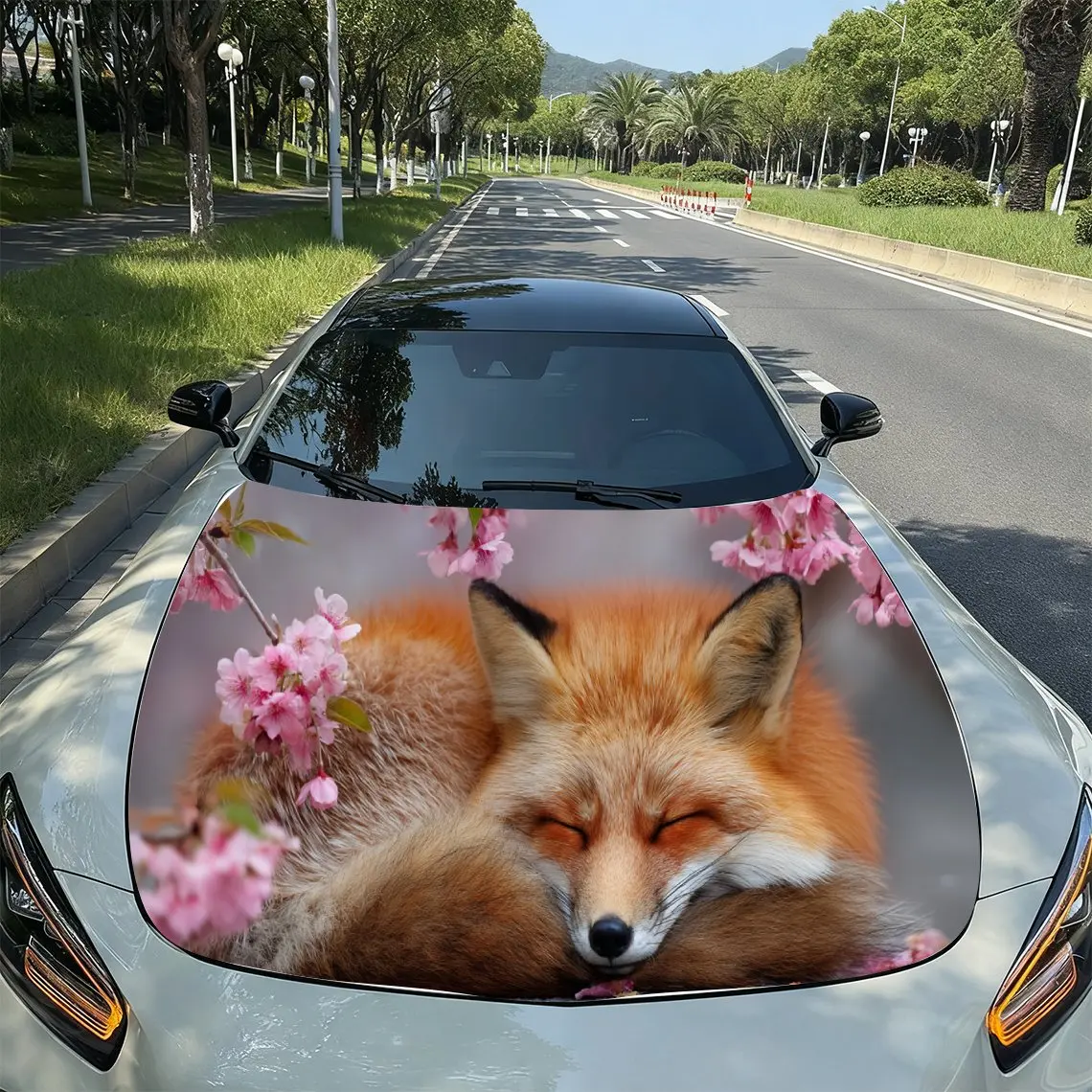 Cherry Blossom Red Fox Romantic Art PVC Car Hood Wraps, Self-Adhesive Waterproof Car Bonnet Decal Sticker, Car Decoration Protec
Cherry Blossom Red Fox Romantic Art PVC Car Hood Wraps, Self-Adhesive Waterproof Car Bonnet Decal Sticker, Car Decoration Protec
