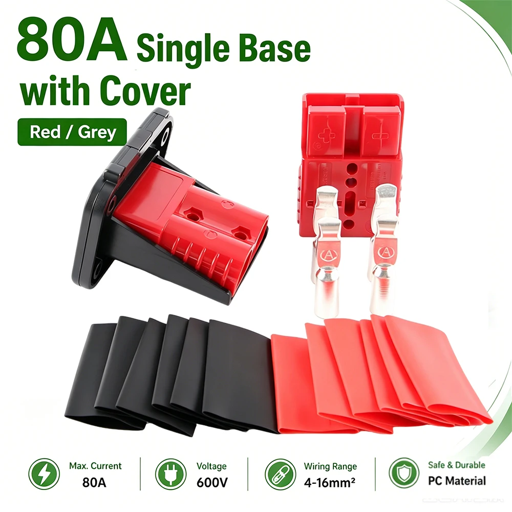 80A Power Plug Connector Single Base with Cover 2Pcs Gray Red DC Quick Disconnect For RV Solar Battery Caravan
80A Power Plug Connector Single Base with Cover 2Pcs Gray Red DC Quick Disconnect For RV Solar Battery Caravan