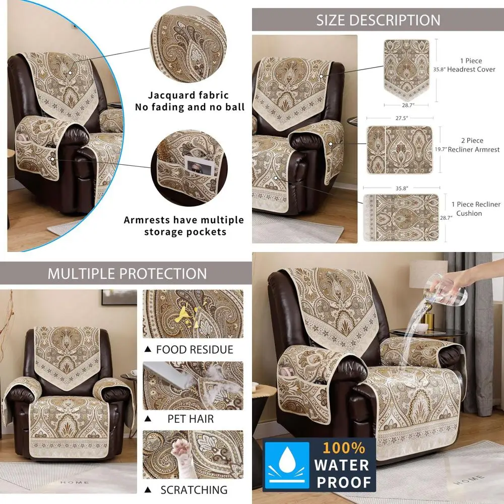 Non-Slip Waterproof Recliner Chair Cover - Suitable for Large, Electric Recliners and Living Room Sofas - Beige
Non-Slip Waterproof Recliner Chair Cover - Suitable for Large, Electric Recliners and Living Room Sofas - Beige