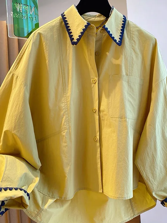 Embroidered Color Block Long Sleeve Shirt Women's plus Size Anti-Aging Slimming Top Casual Style Loose Fit Breathable Spring
Embroidered Color Block Long Sleeve Shirt Women's plus Size Anti-Aging Slimming Top Casual Style Loose Fit Breathable Spring