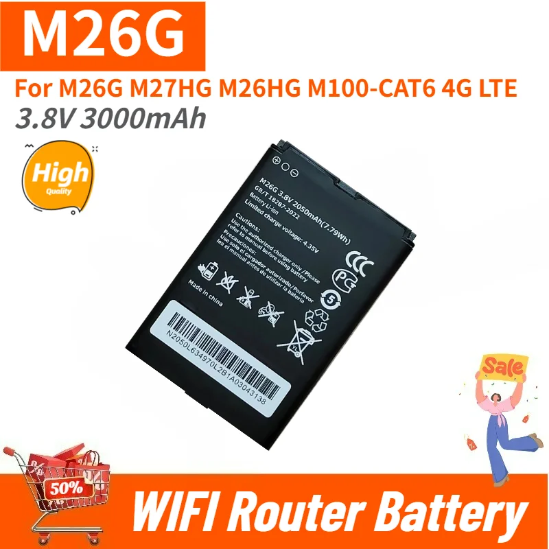 High Quality M26G Battery 3.8V 3000mAh for M26G M27HG M26HG M100-CAT6 4G LTE WIFI Router Brand New Replacement Battery
High Quality M26G Battery 3.8V 3000mAh for M26G M27HG M26HG M100-CAT6 4G LTE WIFI Router Brand New Replacement Battery