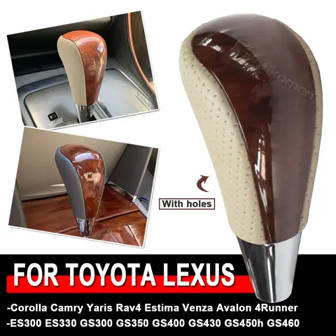 Black + Wood Grain Look Gear Shift Knob Fit for Toyota 4Runner Tacoma Lexus ES300 SC GS ABPB