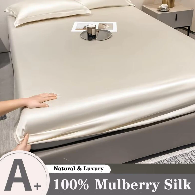 Natural Mulberry Silk Fitted Sheet Luxury 100% Silk Mattress Cover with Elasitc Bands Soft Bed Sheet for Single Queen King Size
Natural Mulberry Silk Fitted Sheet Luxury 100% Silk Mattress Cover with Elasitc Bands Soft Bed Sheet for Single Queen King Size