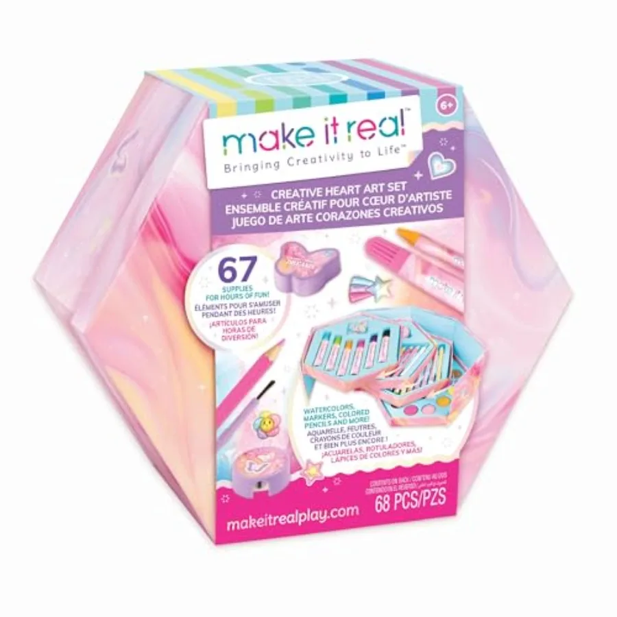 Creative Heart Art Set - 68pc Supplies Kit, Hexagon Stacked Trays Studio, Watercolors-Color Pencils-Markers-Stickers, Tween-Gir
Creative Heart Art Set - 68pc Supplies Kit, Hexagon Stacked Trays Studio, Watercolors-Color Pencils-Markers-Stickers, Tween-Gir