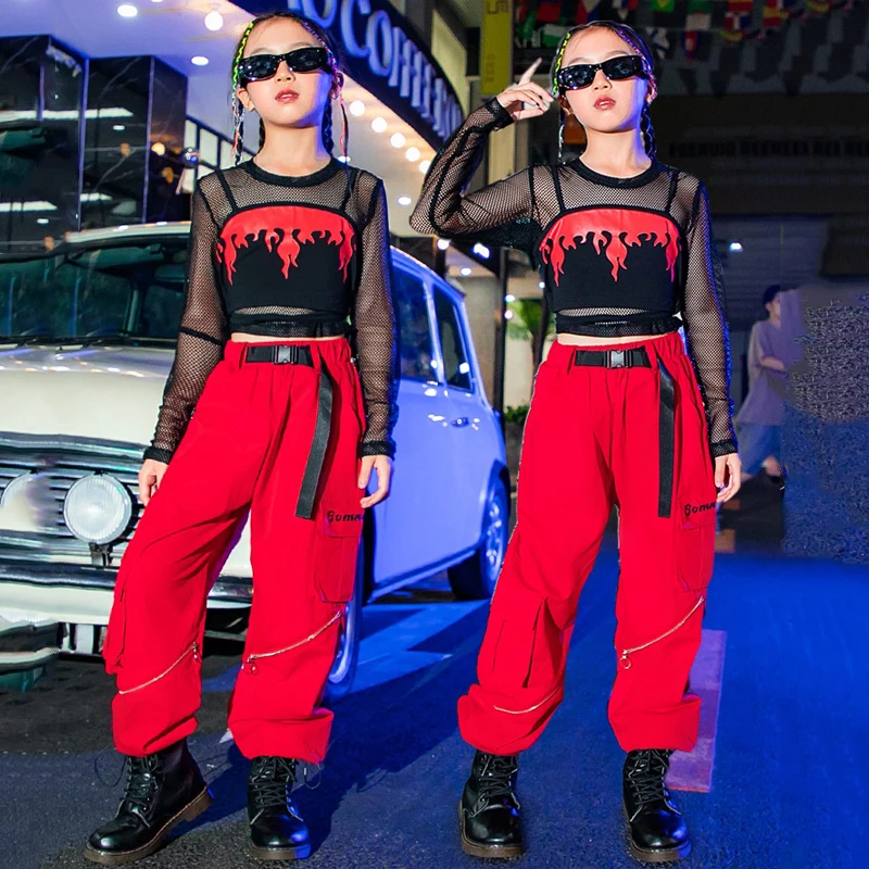 2024 Children Clothing Black Mesh Tops Red Vest Cargo Pants Streetwear Girls Group Jazz Modern Dance Performance Wear DQS15653
2024 Children Clothing Black Mesh Tops Red Vest Cargo Pants Streetwear Girls Group Jazz Modern Dance Performance Wear DQS15653