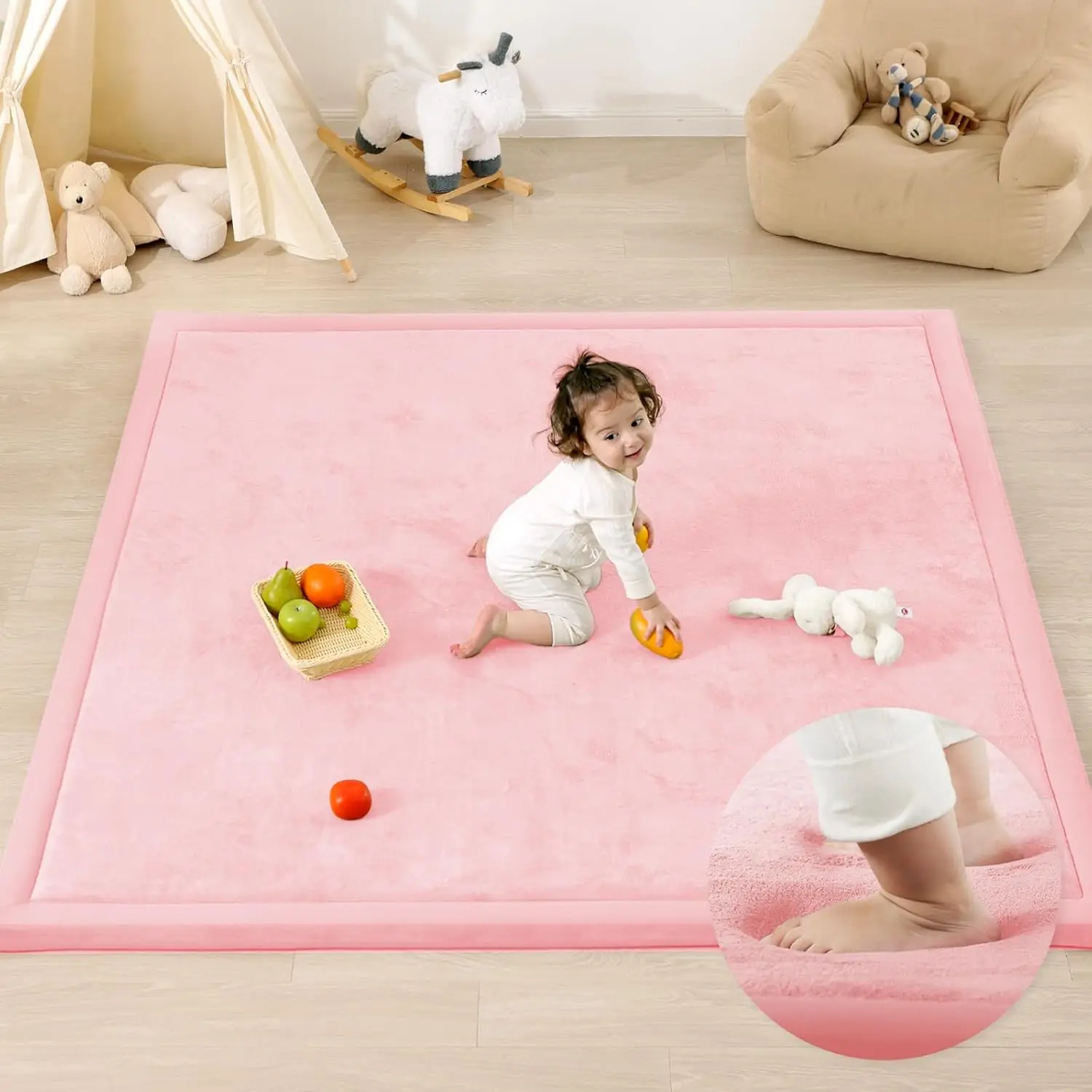 Soft Plush Baby Play Mat for Floor, 50x50 Foam Tummy Time Pad, Pink Nursery Rug for Infant Crawling Activity
Soft Plush Baby Play Mat for Floor, 50x50 Foam Tummy Time Pad, Pink Nursery Rug for Infant Crawling Activity