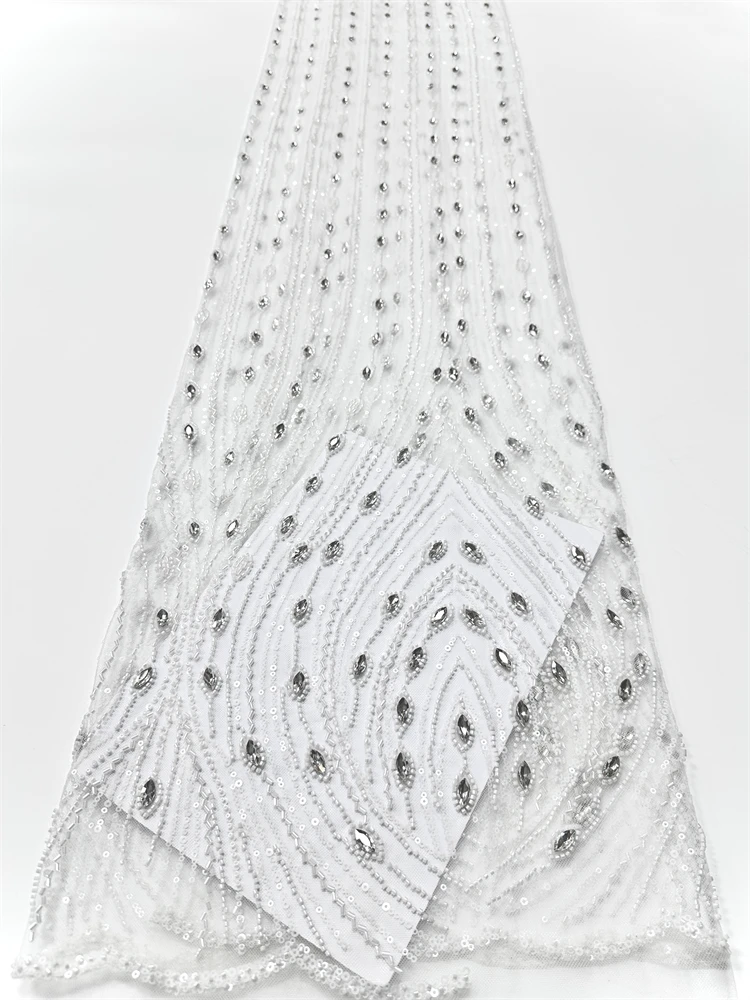 Белое высококачественное французское сетчатое кружево с бисером, Лидер продаж, нигерийский роскошный тюль с блестками, свадебная вышивка, кружевная ткань для свадебного платья
Белое высококачественное французское сетчатое кружево с бисером, Лидер продаж, нигерийский роскошный тюль с блестками, свадебная вышивка, кружевная ткань для свадебного платья