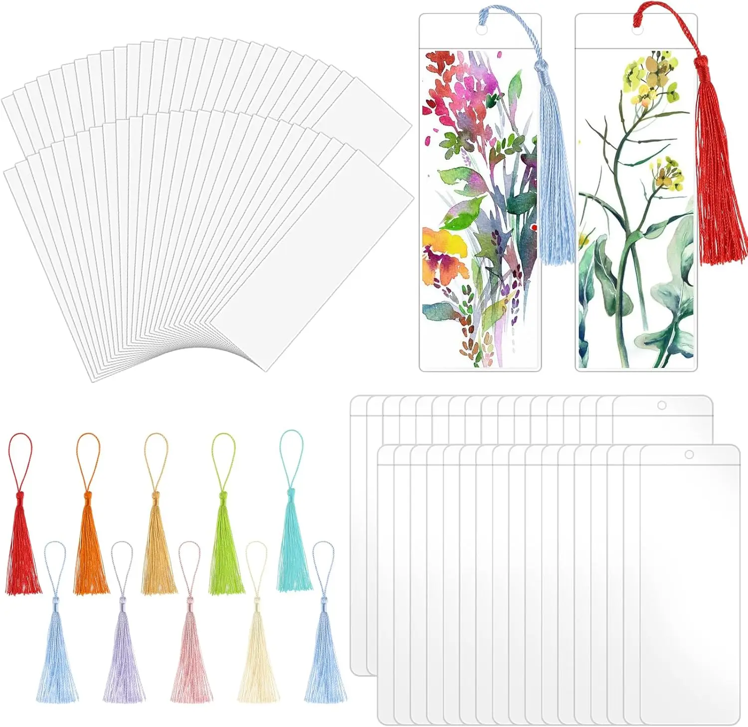 60 Blank Bookmarks with Tassels for DIY Craft, Cardstock Bookmark Making Kit with Clear Sleeves and Tassels
60 Blank Bookmarks with Tassels for DIY Craft, Cardstock Bookmark Making Kit with Clear Sleeves and Tassels