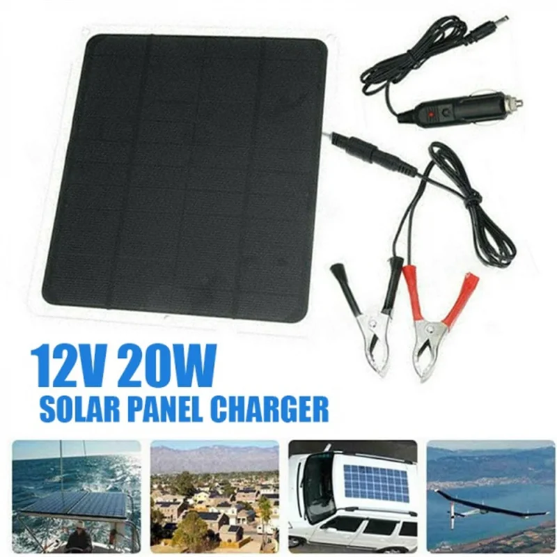 12V 20W Solar Panel Car Battery Charger USB Outdoor Emergency Phone Charger for Car/Boat/Camping
12V 20W Solar Panel Car Battery Charger USB Outdoor Emergency Phone Charger for Car/Boat/Camping
