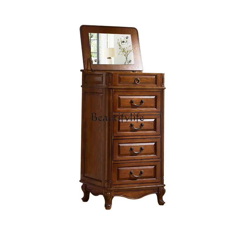 American solid wood chest of drawers bedroom retro storage bucket cabinet multi-functional dressing table with mirror
American solid wood chest of drawers bedroom retro storage bucket cabinet multi-functional dressing table with mirror