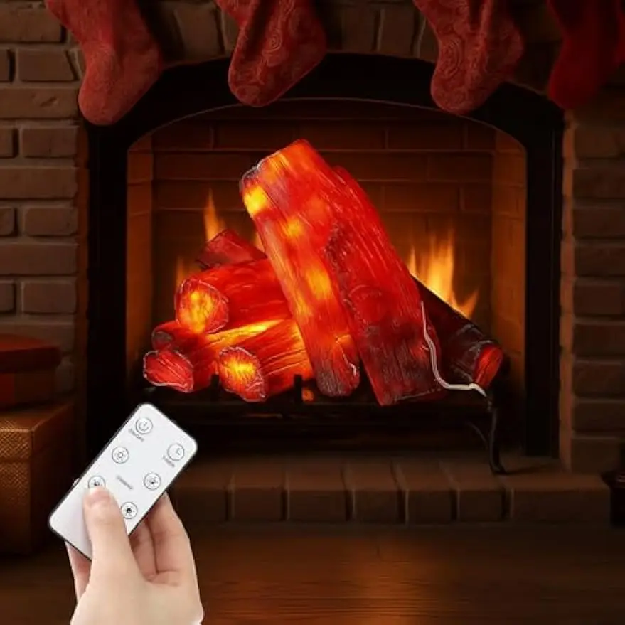 6-Pack Flameless Fireplace Log Lights with Remote, LED Artificial Wood Burning Flame for Indoor Outdoor Decor
6-Pack Flameless Fireplace Log Lights with Remote, LED Artificial Wood Burning Flame for Indoor Outdoor Decor