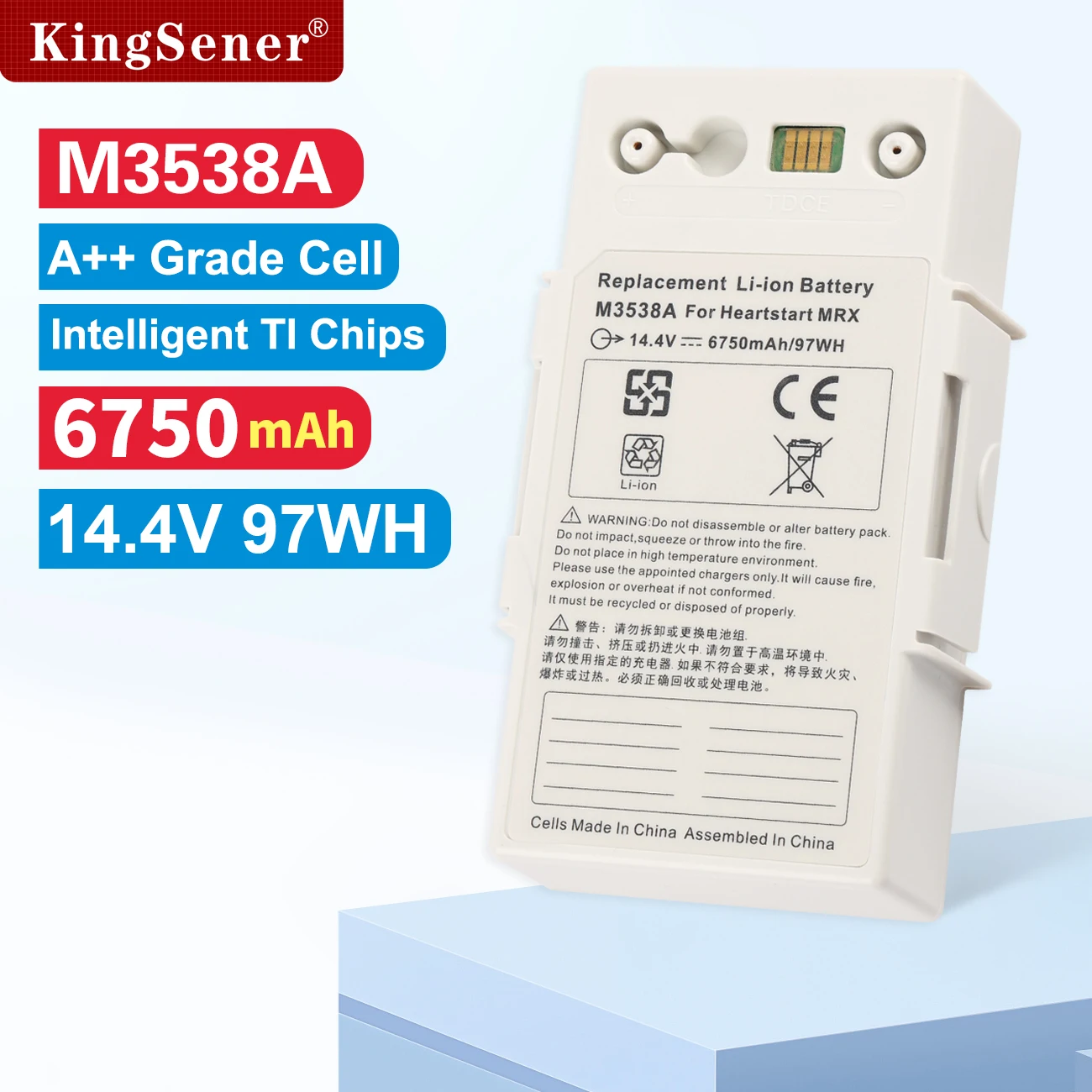 KingSener M3538A M3535A M3536A Smart Li-Ion Battery For Heartstart MRx Defibrillator M3535-6099 14.4V 97WH 6.75Ah
KingSener M3538A M3535A M3536A Smart Li-Ion Battery For Heartstart MRx Defibrillator M3535-6099 14.4V 97WH 6.75Ah