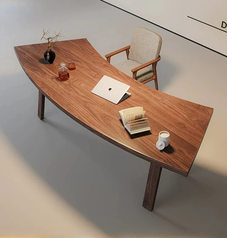 PYJ walnut solid wood office desk creative study curved desk
PYJ walnut solid wood office desk creative study curved desk