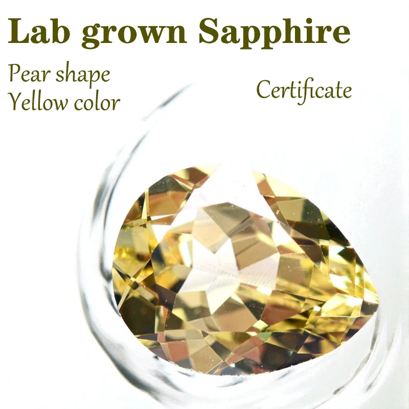 Выполненный в лаборатории сапфир желтого цвета VVS1 грушевидной формы, оптовая продажа с фабрики, DIY продвинутые подвески, материалы для изготовления ювелирных изделий с сертификатом
Выполненный в лаборатории сапфир желтого цвета VVS1 грушевидной формы, оптовая продажа с фабрики, DIY продвинутые подвески, материалы для изготовления ювелирных изделий с сертификатом