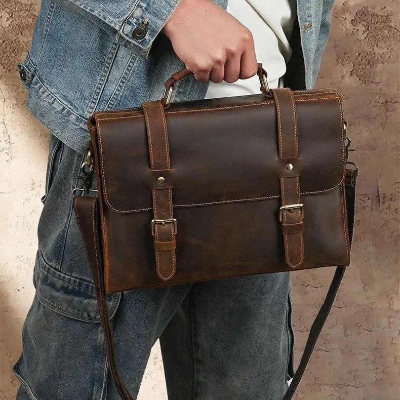 Retro Briti Sle Handmade Crazy Leather Casual Crossbody Bag ex oulder Bag for Youth Busin Scenarios
Retro Briti Sle Handmade Crazy Leather Casual Crossbody Bag ex oulder Bag for Youth Busin Scenarios