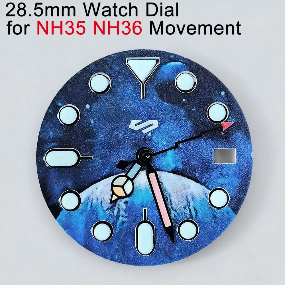 Циферблат часов 28,5 мм + стрелки для NH35 NH36, сменный механизм, набор указателей с космическим узором, зеленый светящийся циферблат
Циферблат часов 28,5 мм + стрелки для NH35 NH36, сменный механизм, набор указателей с космическим узором, зеленый светящийся циферблат