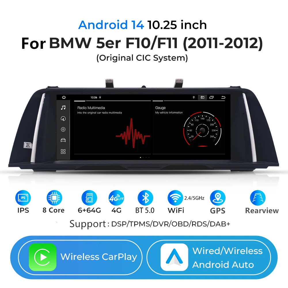 Android 14 CarPlay For BMW 5 Series F10 F11 2011-2012 GPS Car Multimedia Player Navigation System Auto Radio Stereo CIC System
Android 14 CarPlay For BMW 5 Series F10 F11 2011-2012 GPS Car Multimedia Player Navigation System Auto Radio Stereo CIC System