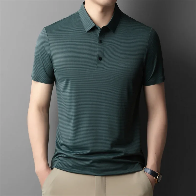 Ice Silk Short Sleeve Polo Shirt Men's 2024 Summer New and Thin Lapel Casual Business Striped T-shirt
Ice Silk Short Sleeve Polo Shirt Men's 2024 Summer New and Thin Lapel Casual Business Striped T-shirt