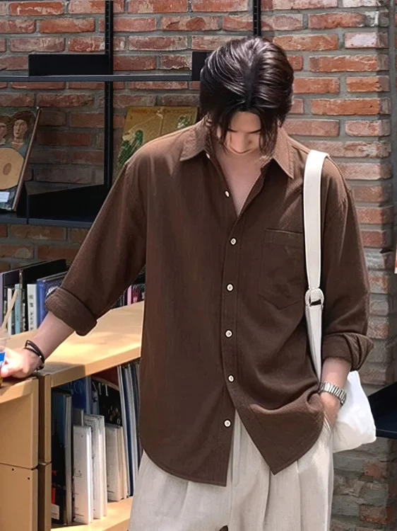 Loose Fit Long Sleeve Brown Cotton Linen Men's Shirt Thin Style Casual Fashion Sun Protection Open Cardigan Breathable Workwear
Loose Fit Long Sleeve Brown Cotton Linen Men's Shirt Thin Style Casual Fashion Sun Protection Open Cardigan Breathable Workwear