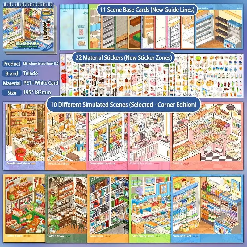 Miniature Scene Sticker Collection Book Non Bleed Ink 10 Unique Shop Themes for Birthday Gift for Craft Loving Kids
Miniature Scene Sticker Collection Book Non Bleed Ink 10 Unique Shop Themes for Birthday Gift for Craft Loving Kids