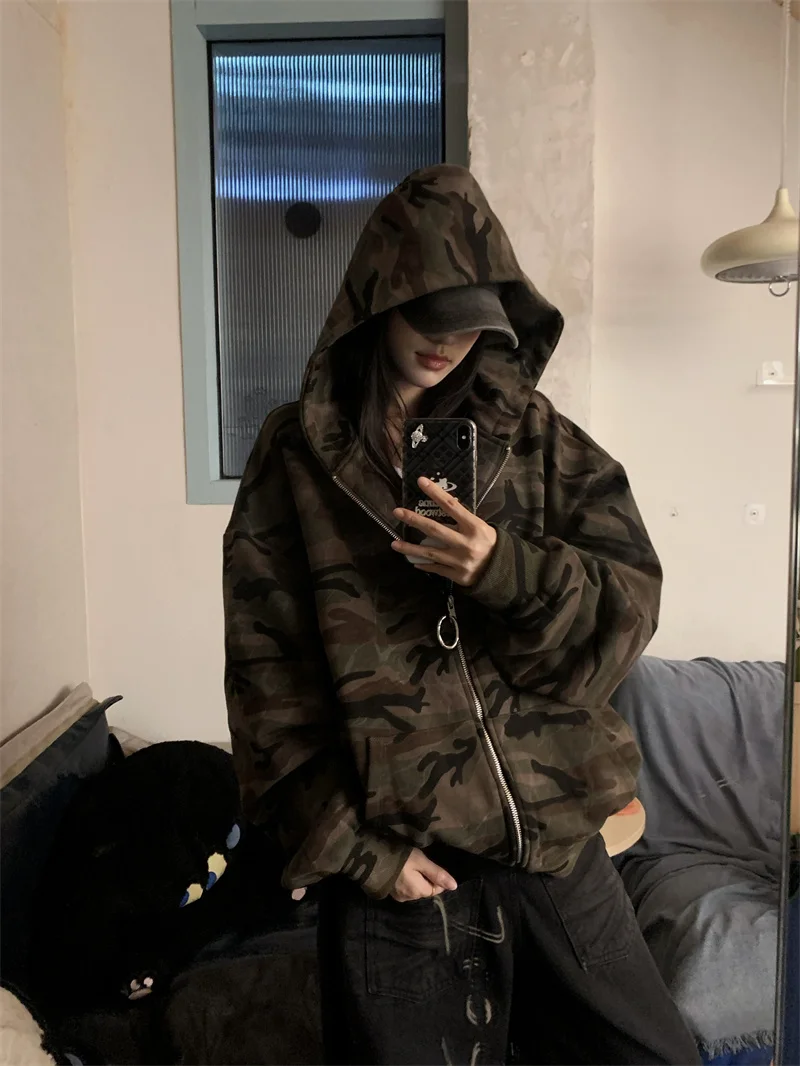 Women's American Retro Camouflage Hoodie Spring Autumn Casual Versatile Slimming Elegant Zipper Coat Top
Women's American Retro Camouflage Hoodie Spring Autumn Casual Versatile Slimming Elegant Zipper Coat Top