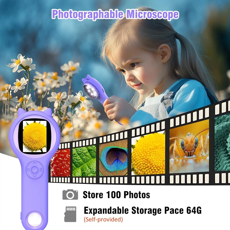 Pocket Microscope Kids 500X Science Toy With Photo And Video Function Mini Handheld Microscope Outdoor Children Educational Toy
Pocket Microscope Kids 500X Science Toy With Photo And Video Function Mini Handheld Microscope Outdoor Children Educational Toy