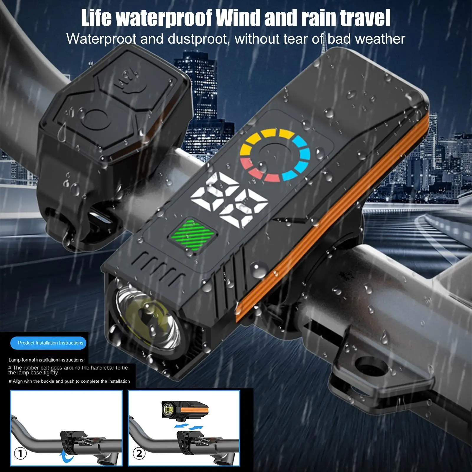Bike Front Light 5 Modes Digital Display Riding Lamp Waterproof LED Bike Light For City Streets Mountain Trails Commuting Rainy
Bike Front Light 5 Modes Digital Display Riding Lamp Waterproof LED Bike Light For City Streets Mountain Trails Commuting Rainy