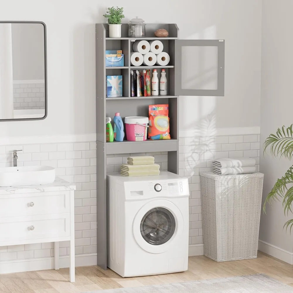 Over The Toilet Cabinet Double Door Wood Bathroom Storage Organizer with Adjustable Shelves, Cubby and Tempered Glass Door
Over The Toilet Cabinet Double Door Wood Bathroom Storage Organizer with Adjustable Shelves, Cubby and Tempered Glass Door