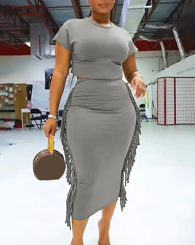 CPSYM Комплекты из двух предметов Женские наряды Летняя укороченная футболка с круглым вырезом и короткими рукавами и повседневная юбка с кисточками и высокой талией S
CPSYM Комплекты из двух предметов Женские наряды Летняя укороченная футболка с круглым вырезом и короткими рукавами и повседневная юбка с кисточками и высокой талией S