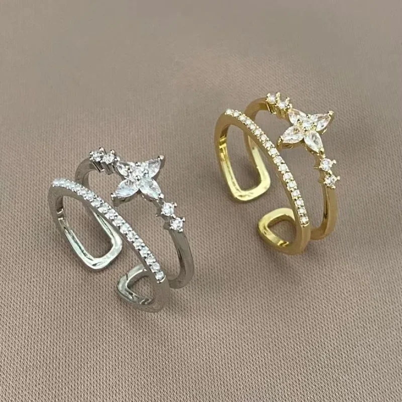 925 Sterling Silver Zircon Shiny Star Double-layer Opening Rings for Women Minimalist Cute Fine Jewelry Light Luxury Accessories
925 Sterling Silver Zircon Shiny Star Double-layer Opening Rings for Women Minimalist Cute Fine Jewelry Light Luxury Accessories