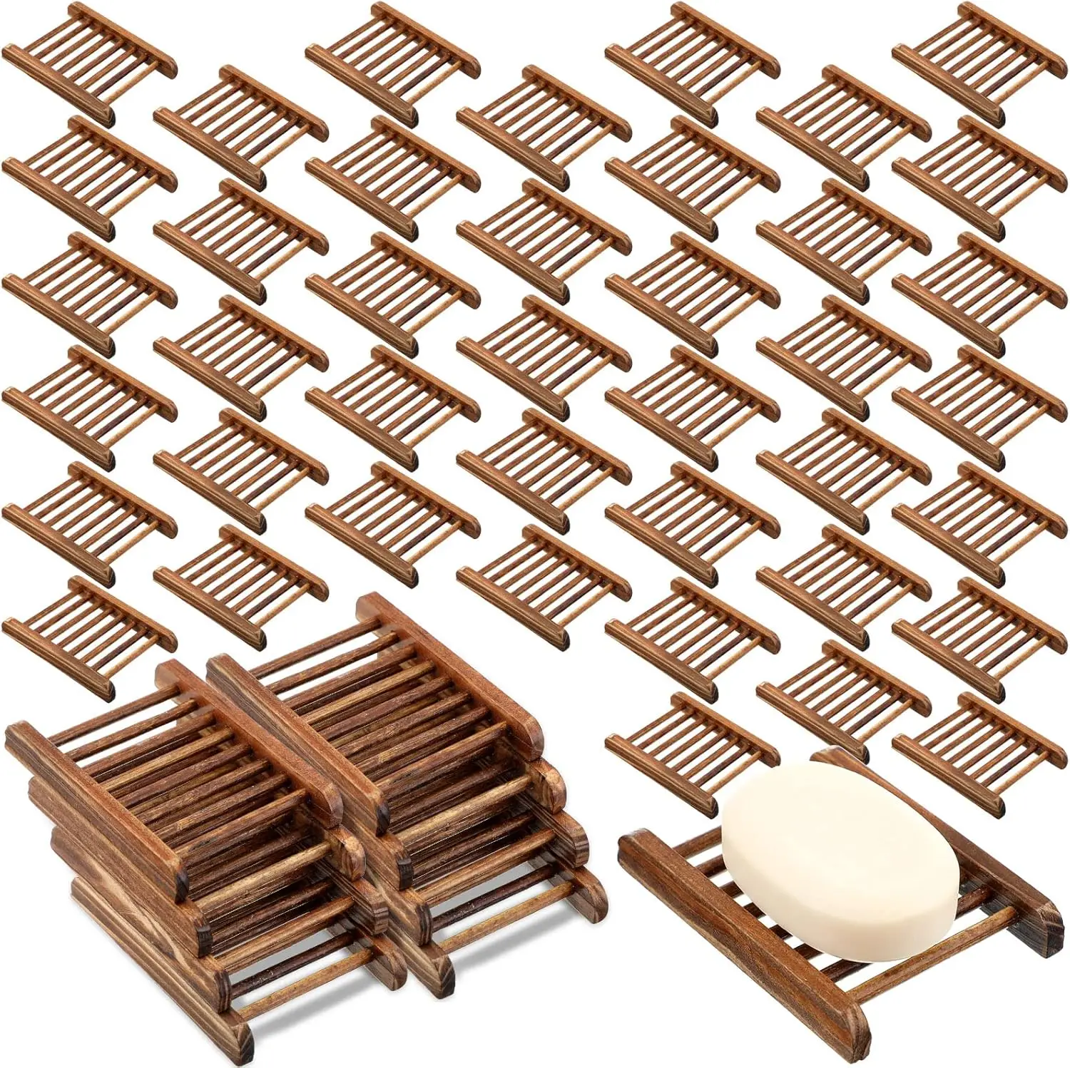 Bamboo Soap Dish Holder Wooden Tray for Shower Bathroom Kitchen Hotel with Drain Design (100 Packs)
Bamboo Soap Dish Holder Wooden Tray for Shower Bathroom Kitchen Hotel with Drain Design (100 Packs)