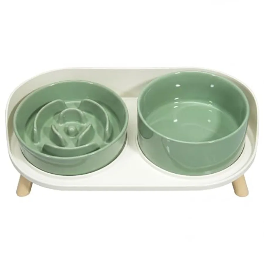 Elevated Slow Feeder Dog Bowls - Ceramic Food and Water Bowl Set with Stand - Raised Pet Dishes for Small and Medium Sized Dogs
Elevated Slow Feeder Dog Bowls - Ceramic Food and Water Bowl Set with Stand - Raised Pet Dishes for Small and Medium Sized Dogs