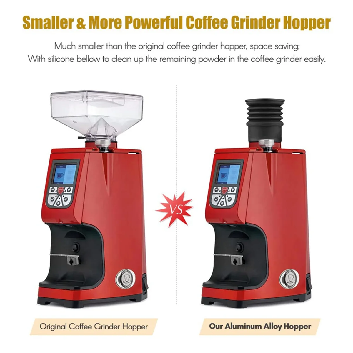 A06R Coffee Hopper Aluminum Alloy Single Dose Hopper with Silicone Bellow Replacement for Eureka Atom Coffee Grinder
A06R Coffee Hopper Aluminum Alloy Single Dose Hopper with Silicone Bellow Replacement for Eureka Atom Coffee Grinder