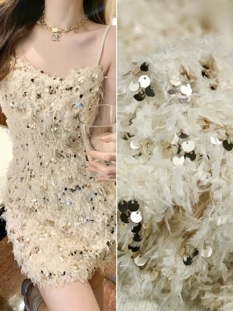 Feather tassel sequin lace embroidery fabric jumpsuit, camisole dress, handmade DIY clothing, fashion fabric
Feather tassel sequin lace embroidery fabric jumpsuit, camisole dress, handmade DIY clothing, fashion fabric