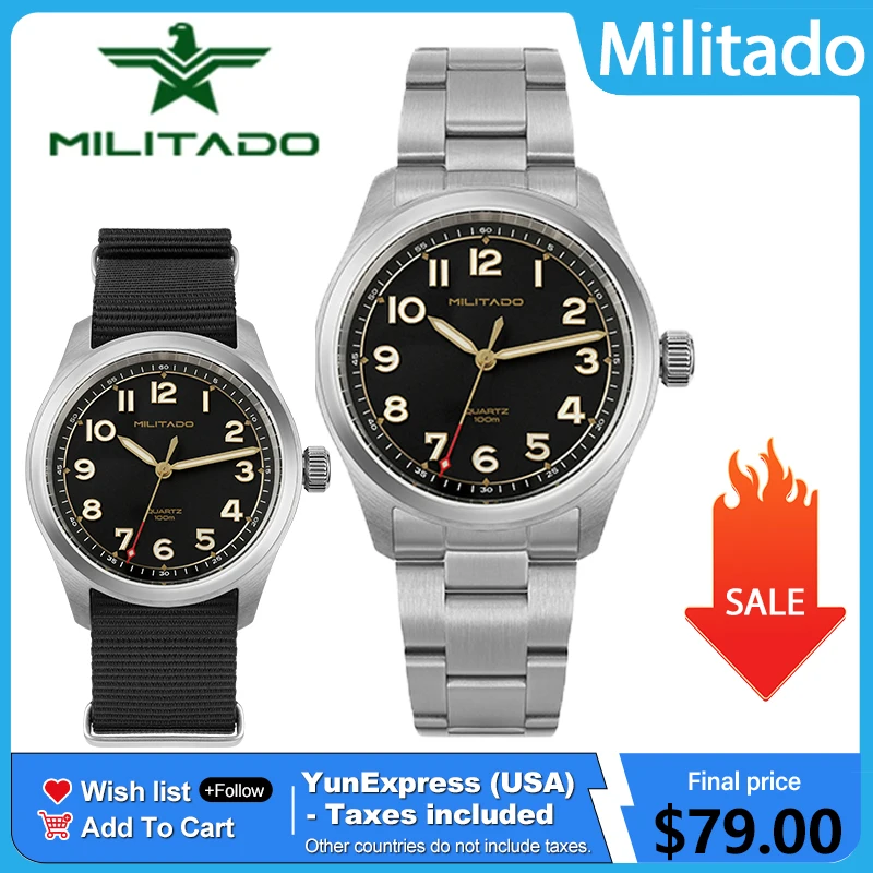 Militado ML08 V2 Men Watch VH31 Sweep Second Quartz Movement Luminous Sapphire Waterproof Stainless Steel 38mm Retro Watches
Militado ML08 V2 Men Watch VH31 Sweep Second Quartz Movement Luminous Sapphire Waterproof Stainless Steel 38mm Retro Watches