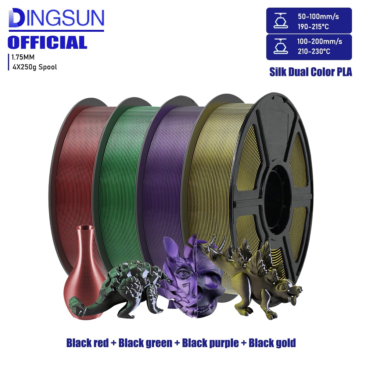Silk Dual Color Pla Filament, 2-in-1 Chrome Coextrusion Color Change 3D Printer Filament 1.75mm Dimensional Accuracy +/- 0.02mm,
Silk Dual Color Pla Filament, 2-in-1 Chrome Coextrusion Color Change 3D Printer Filament 1.75mm Dimensional Accuracy +/- 0.02mm,