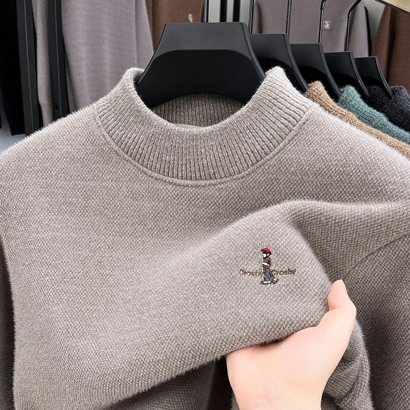 High end brand velvet warm sweater men's round neck top winter Korean luxury cartoon embroidery comfortable knitted pullover
High end brand velvet warm sweater men's round neck top winter Korean luxury cartoon embroidery comfortable knitted pullover
