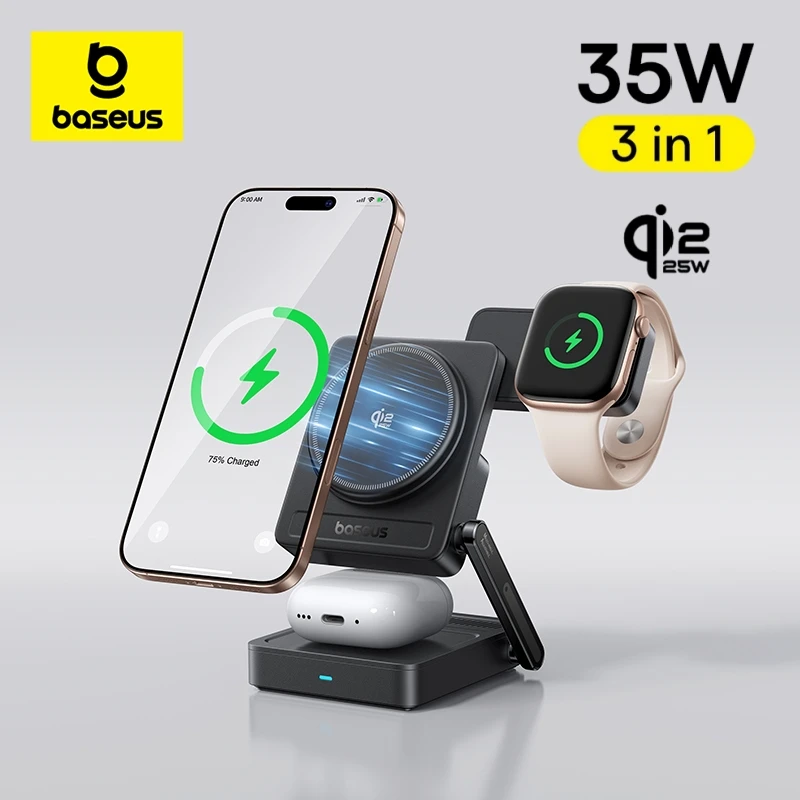 Baseus Qi2.2 25W 3-in-1 Portable Magnetic Wireless Charger Foldable Storage Carry Fast Charging for Apple Phone Earphone Watch
Baseus Qi2.2 25W 3-in-1 Portable Magnetic Wireless Charger Foldable Storage Carry Fast Charging for Apple Phone Earphone Watch