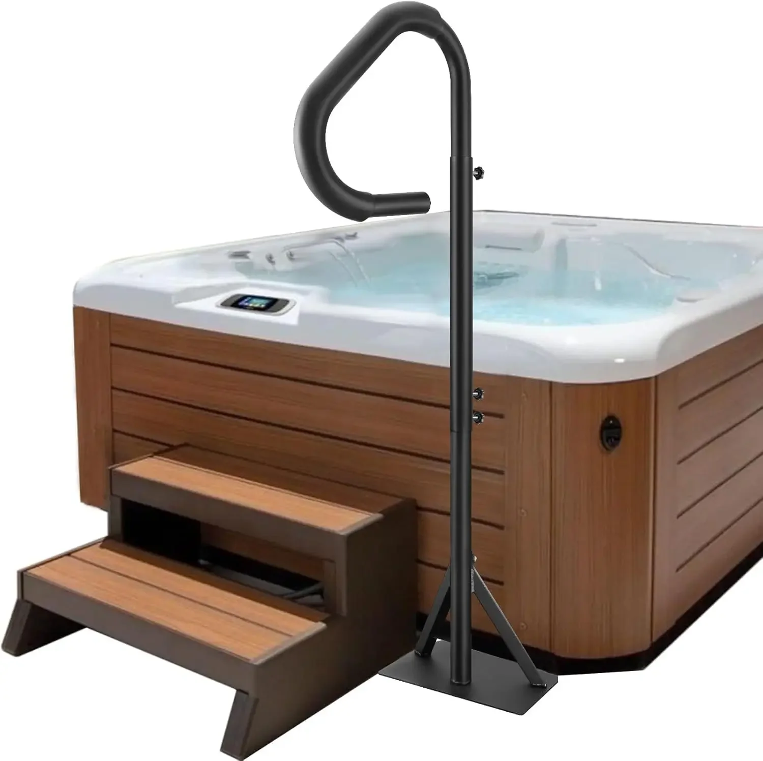 360 Rotatable Spa Side Handrail with 48"-63" Adjustable Height, Rust-proof Aluminum Spa Step Hot Tub Hand Rail, 600LBS Capacity
360 Rotatable Spa Side Handrail with 48"-63" Adjustable Height, Rust-proof Aluminum Spa Step Hot Tub Hand Rail, 600LBS Capacity