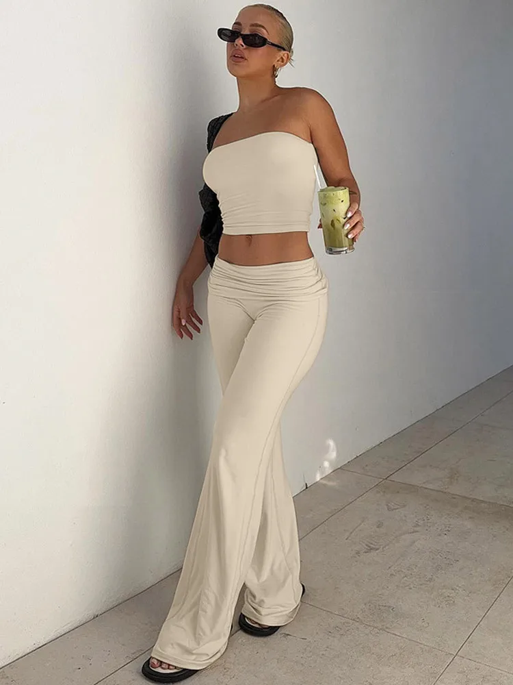 2025 Summer Slim Leg Pant Suit Elegant Women Solid Color Fit Strapless Crop Tops High Waist Suits Chic Lady Beach Holiday Outfit
2025 Summer Slim Leg Pant Suit Elegant Women Solid Color Fit Strapless Crop Tops High Waist Suits Chic Lady Beach Holiday Outfit